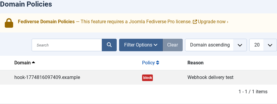 Domain policies view